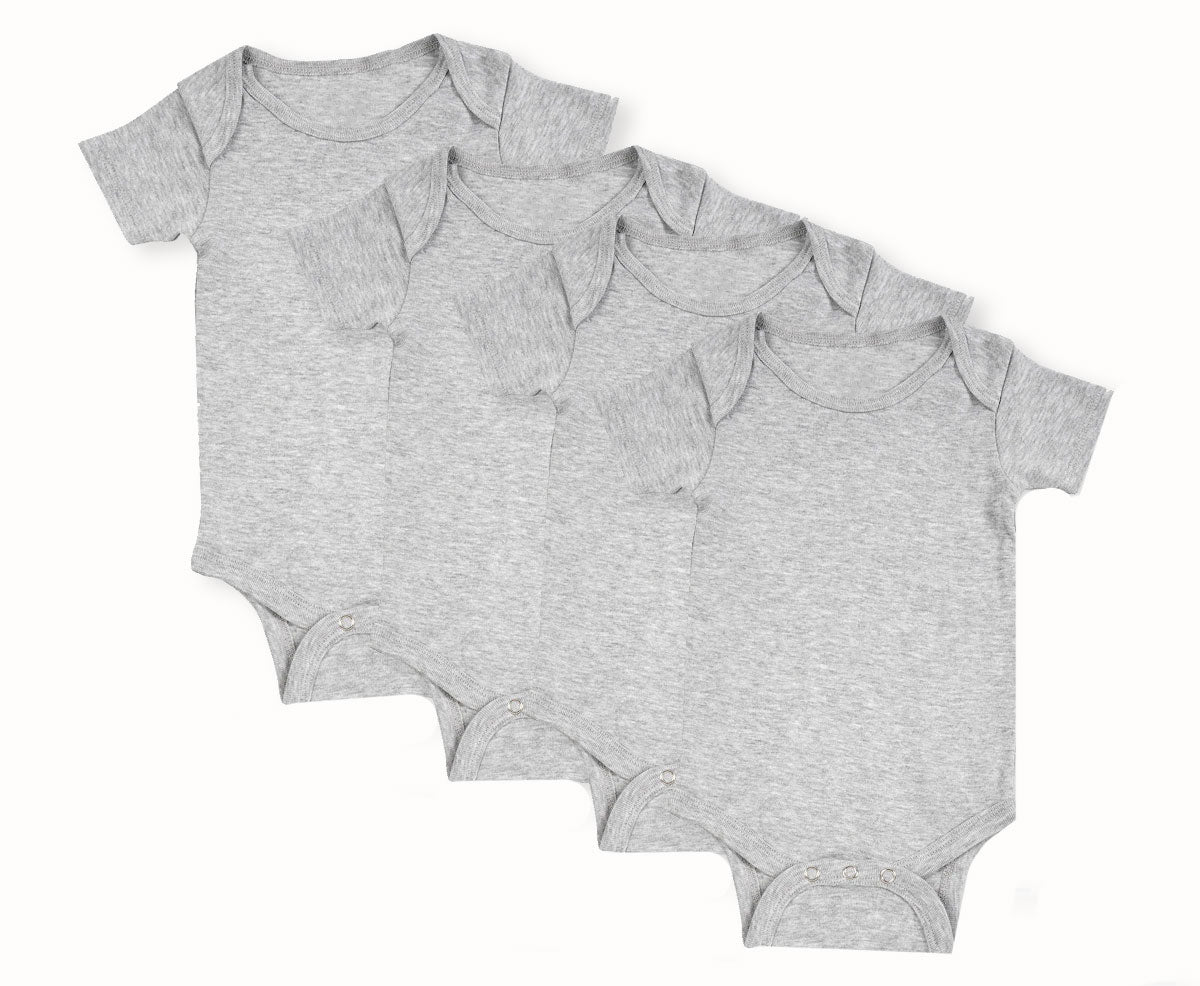 Unisex Short-sleeve Infant Baby Bodysuit (Grey) / 4 pcs