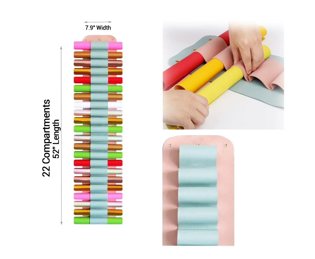 Vinyl Roll Holder Organizer with 22 Compartments - Pastel Pink Color