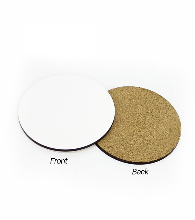 1 pack / 10 pieces - Sublimation Blank MDF Wood Round Coasters with cork