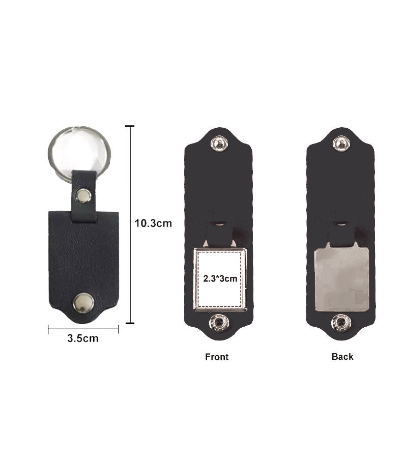 Blank Sublimation Leather Keychain (Black)